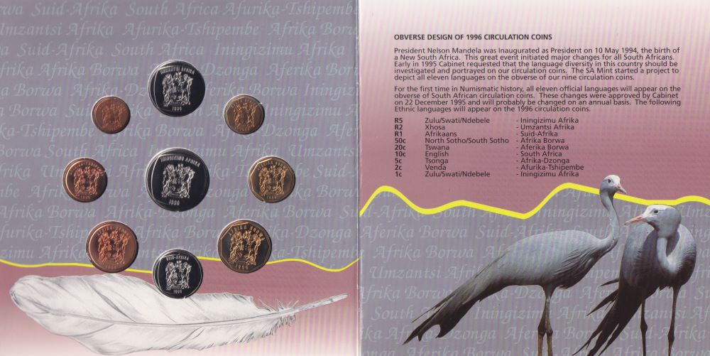 1996 SA Mint issued  Brilliant Uncirculated Coin Set