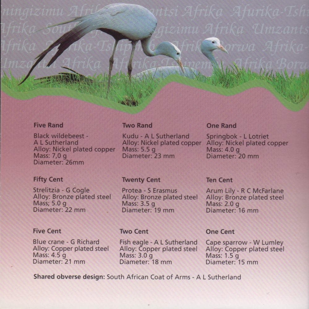 1996 SA Mint issued  Brilliant Uncirculated Coin Set