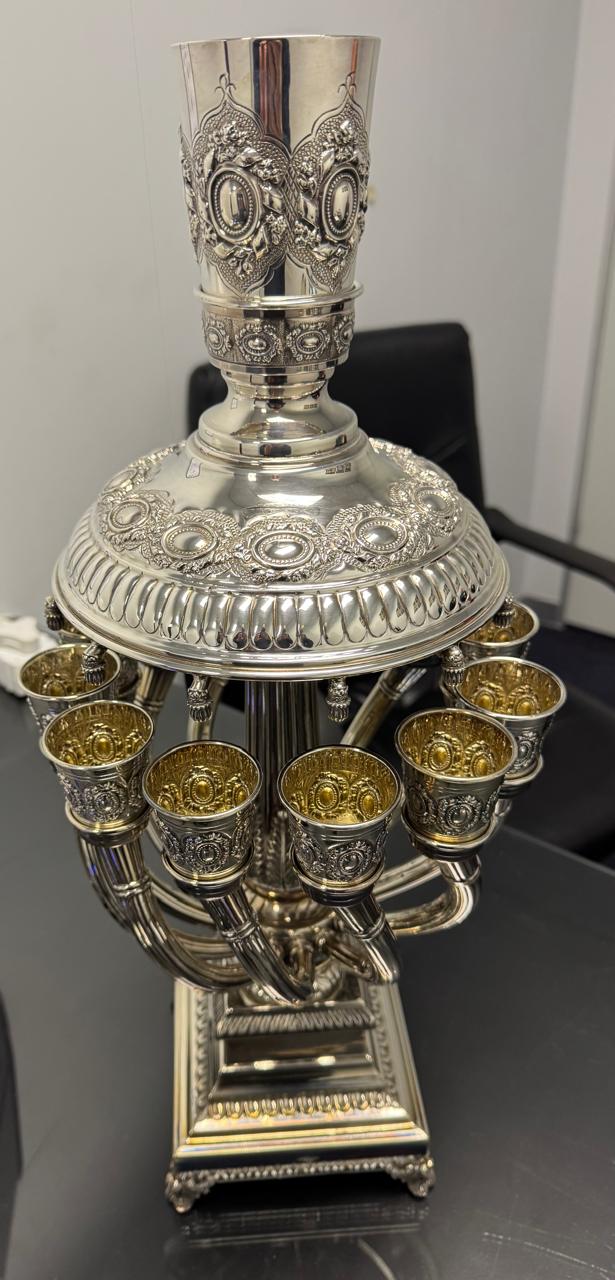 SILVER 12 CUP WINE FOUNTAIN - 925 SILVER HALLMARK -HADAD BRAND- BEAUTIFUL