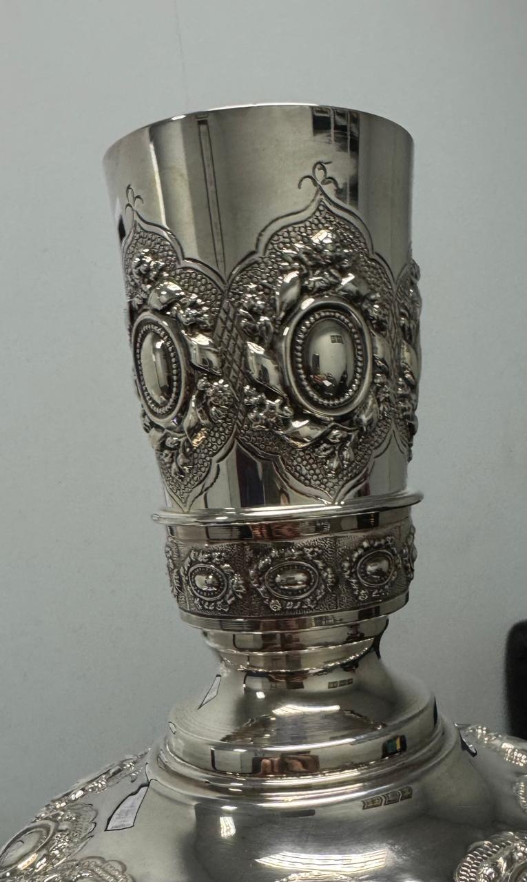 SILVER 12 CUP WINE FOUNTAIN - 925 SILVER HALLMARK -HADAD BRAND- BEAUTIFUL