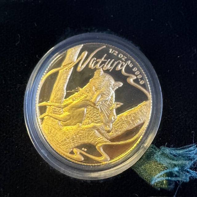 1998 GOLD NATURA LEOPARD  HALF OUNCE PROOF