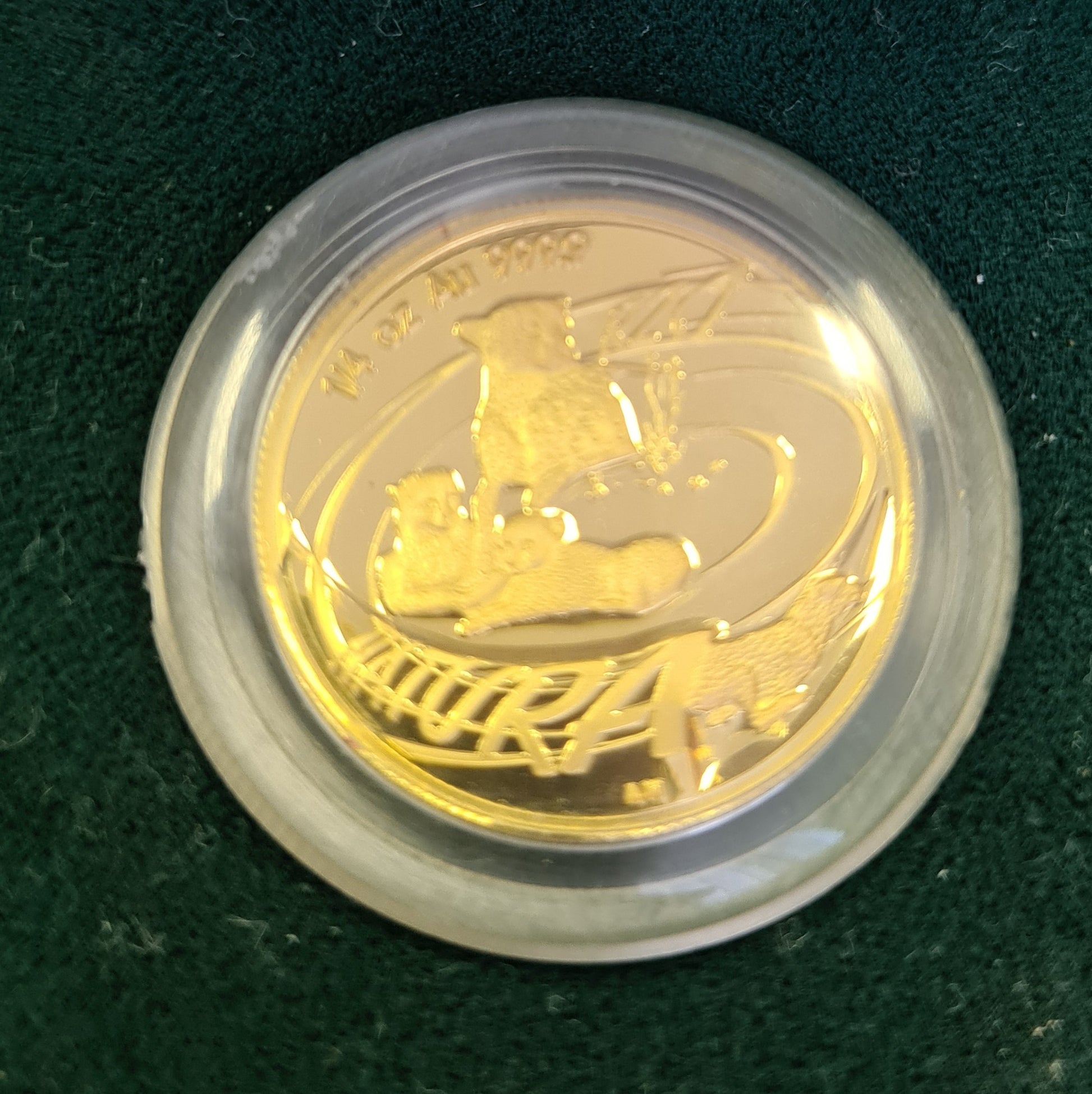 2002 GOLD NATURA CHEETAH QUARTER  OUNCE PROOF