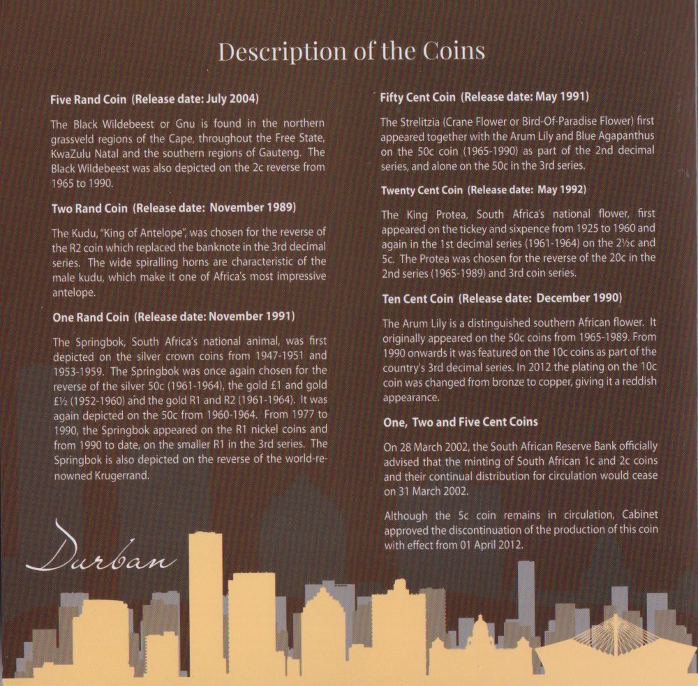 2015 SA Mint issued Uncirculated Coin Set