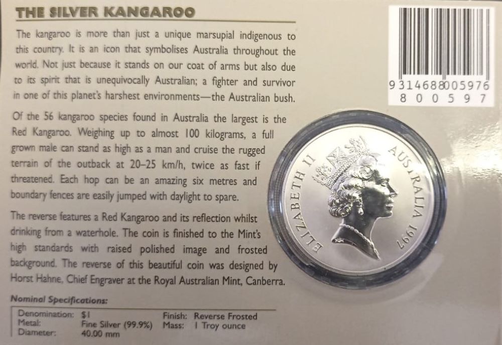 1997 1 Ounce Silver Kangaroo