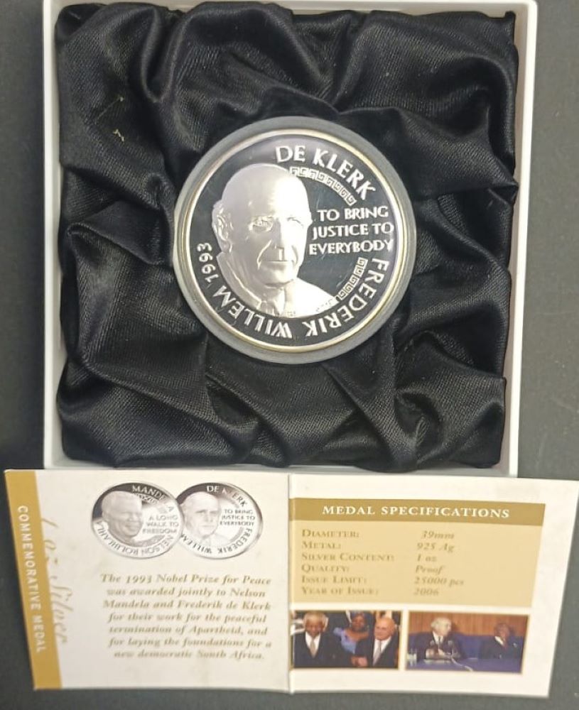MINT OF NORWAY MANDELA & DE KLERK NOBEL PEACE LAUREATE 1993