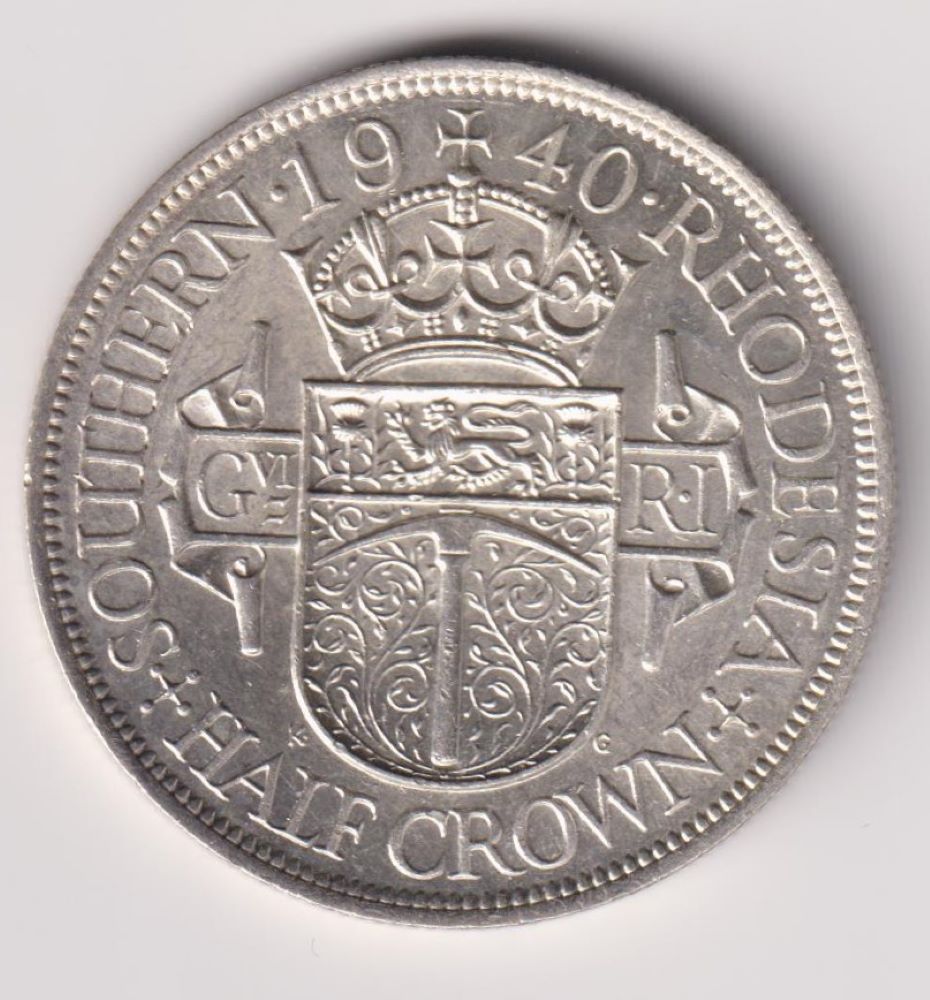 SOUTHERN RHODESIA -SILVER HALF CROWN - 1940