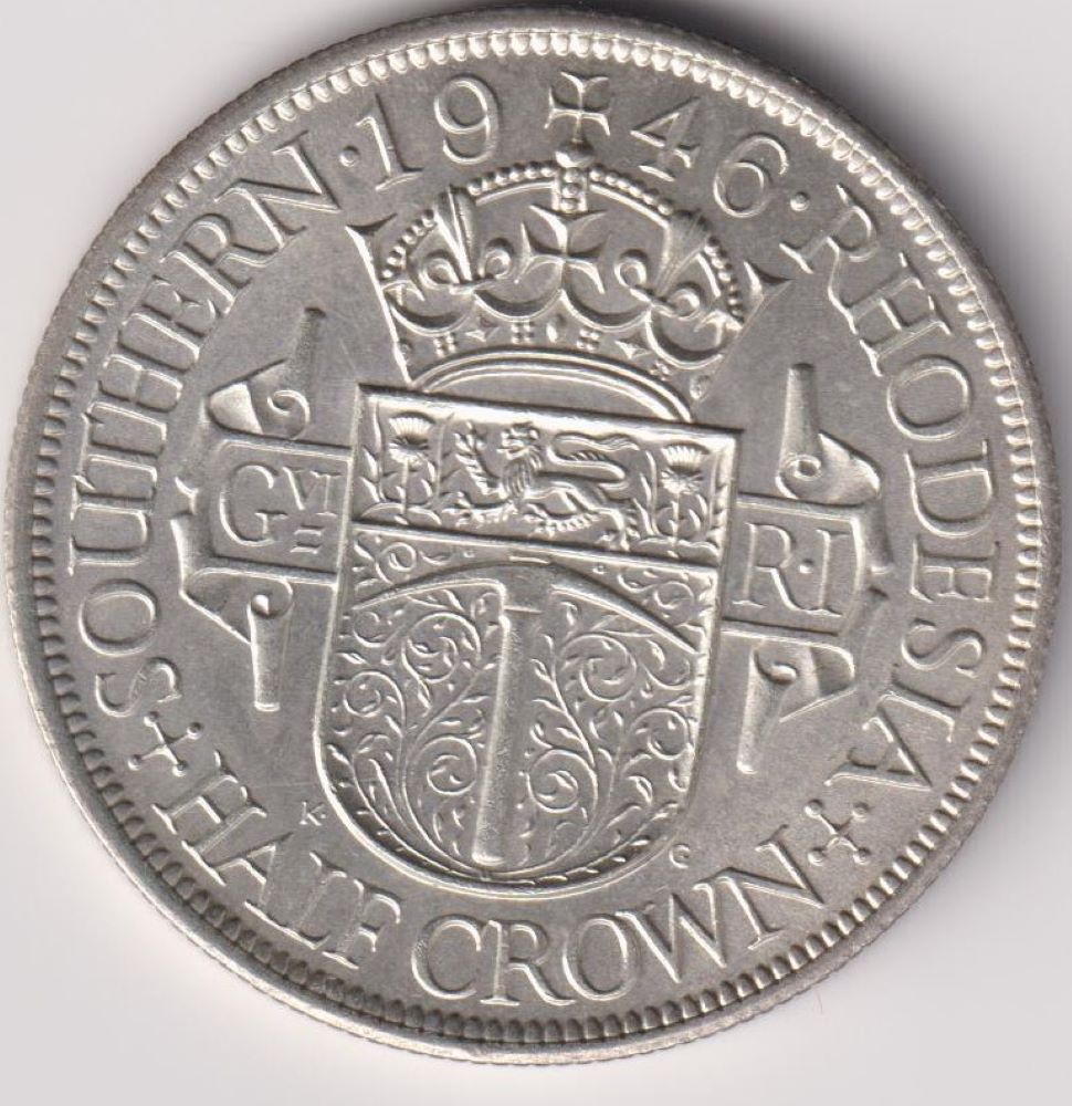 SOUTHERN RHODESIA -SILVER HALF CROWN - 1946