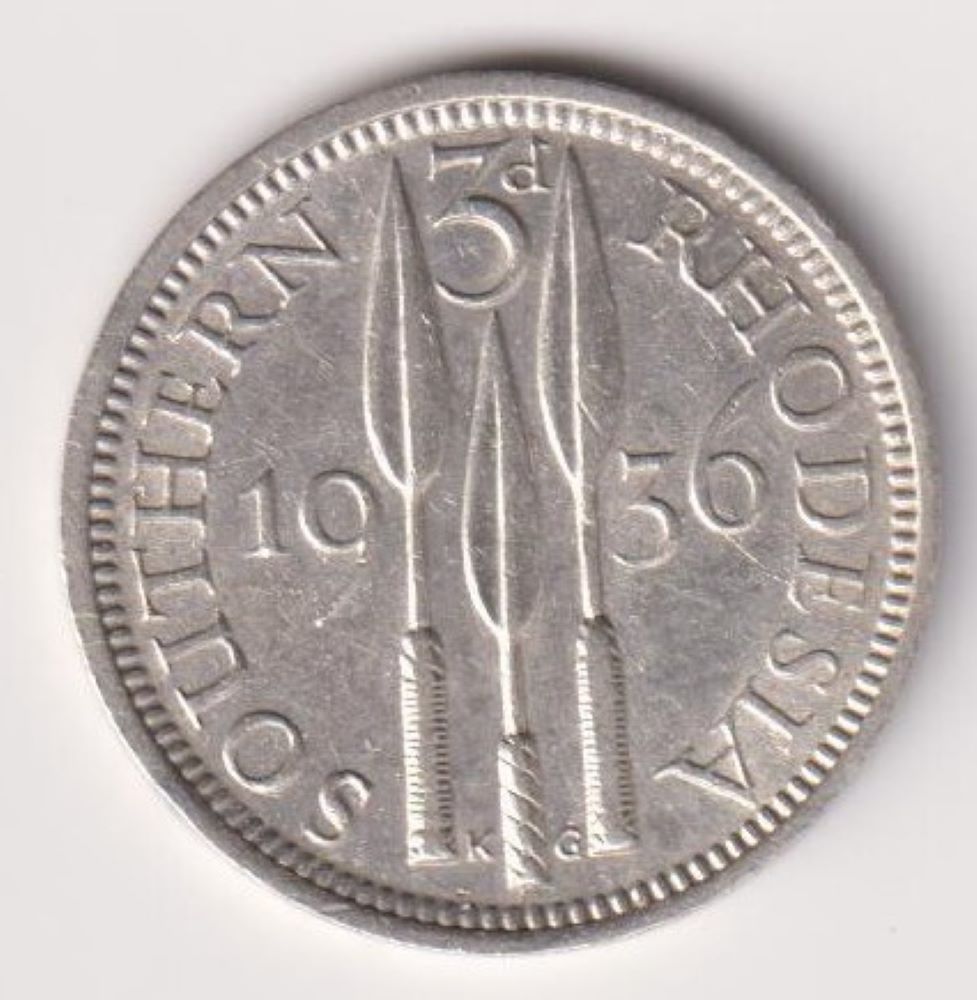 SOUTHERN RHODESIA - 3D SILVER COIN - 1936