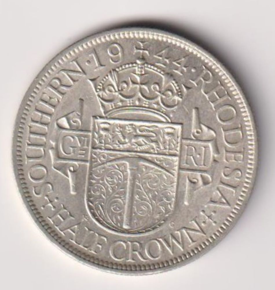 SOUTHERN RHODESIA -SILVER HALF CROWN - 1944