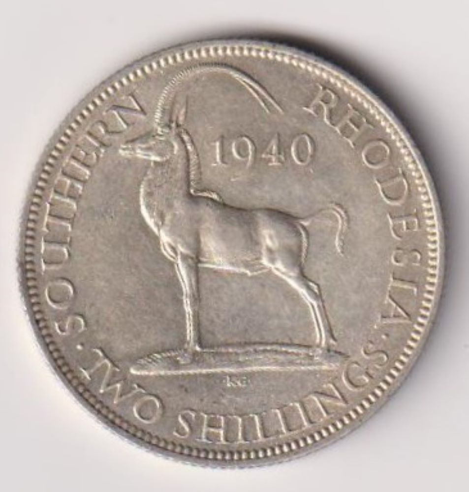 SOUTHERN RHODESIA - TWO SHILLINGS SILVER COIN - 1940