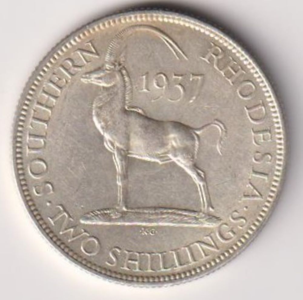 SOUTHERN RHODESIA - TWO SHILLINGS SILVER COIN - 1937