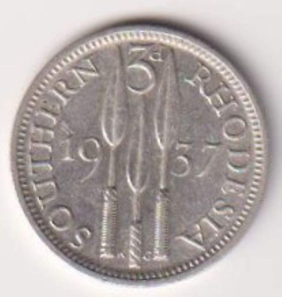 SOUTHERN RHODESIA - 3D SILVER COIN - 1937