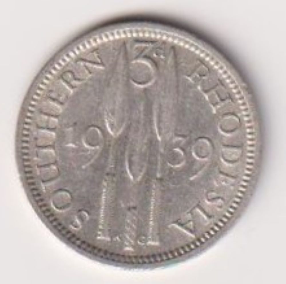 SOUTHERN RHODESIA - 3D SILVER COIN - 1939