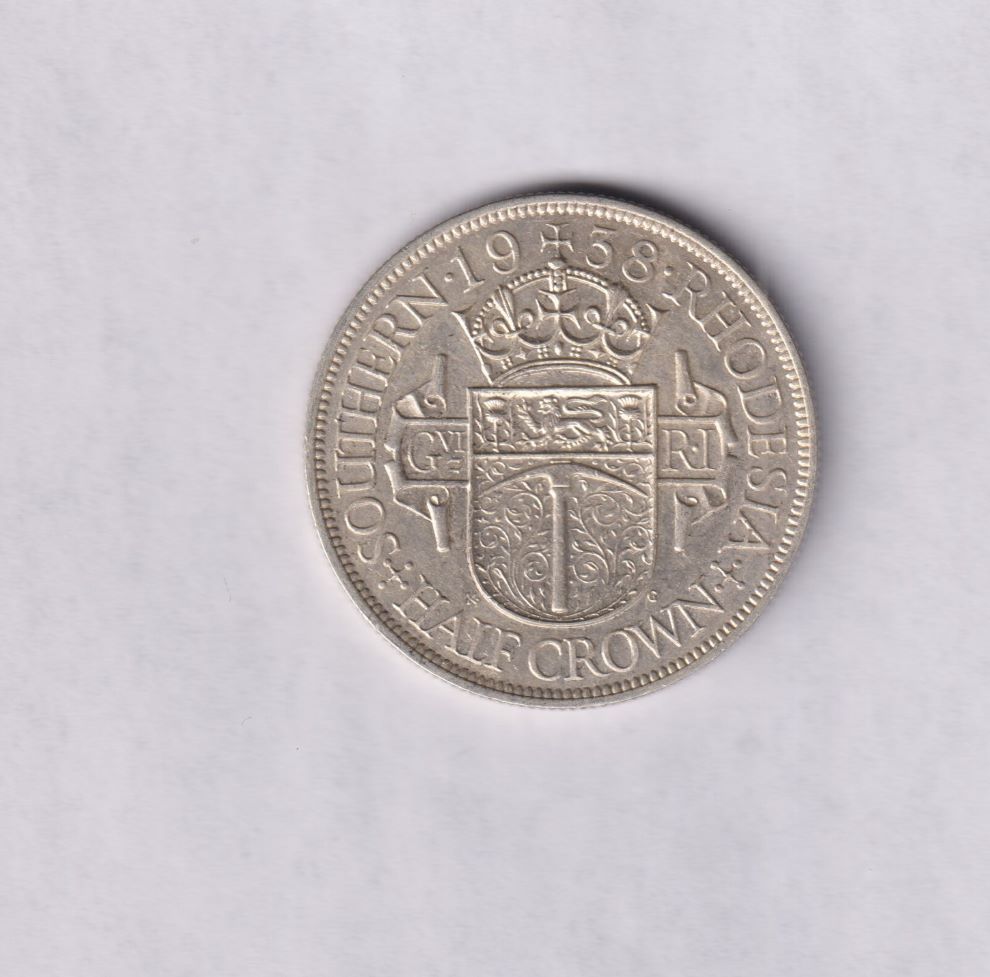 SOUTHERN RHODESIA -SILVER HALF CROWN - 1958