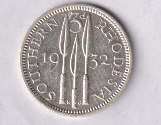 SOUTHERN RHODESIA - 3D SILVER COIN - 1932