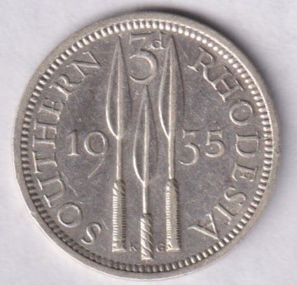 SOUTHERN RHODESIA - 3D SILVER COIN - 1935