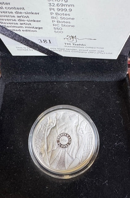 2019 ELEPHANT R20 ONE OUNCE PLATINUM COIN